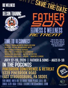 father son fitness & wellness retreat poster